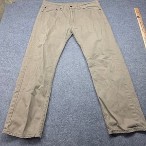 Levis 505 Regular Fit Straight Leg Khaki Tan Pants Mens 36x30 (Fits 36x28)